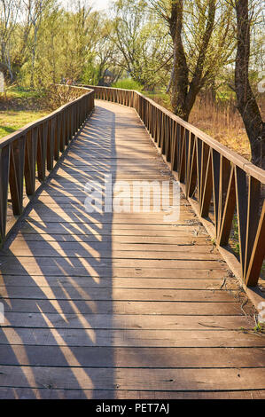 Hölzerne Brücke in Kroatien, Kopacki Rit. Stockfoto