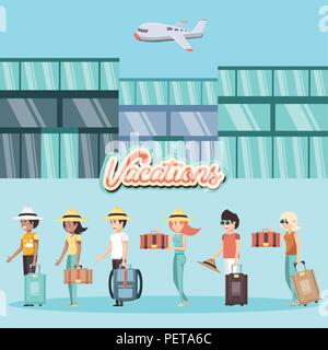 Die Leute im Hotel Ferien tage Vector Illustration Design Stock Vektor