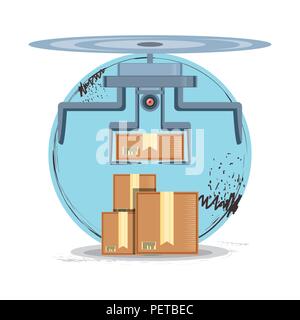 Drone Lieferservice mit Box Vector Illustration Design Stock Vektor