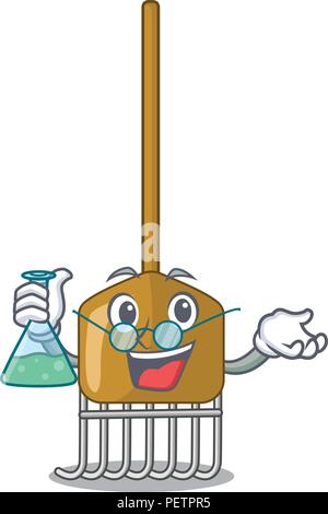 Professor cartoon Rake Blätter mit Holzstab Stock Vektor