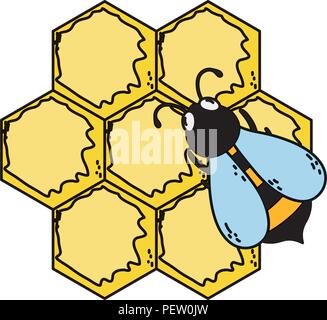 Farbe süße Biene Insekt mit köstlichen Honig Stock Vektor