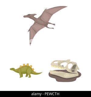 Verschiedene Dinosaurier cartoon Symbole im Set Sammlung für Design. Prähistorische Tier vektor Symbol lieferbar Abbildung. Stock Vektor