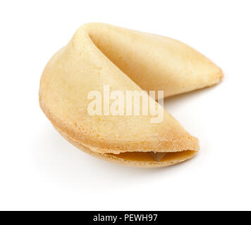 Single Fortune cookie isoliert auf weißem Stockfoto