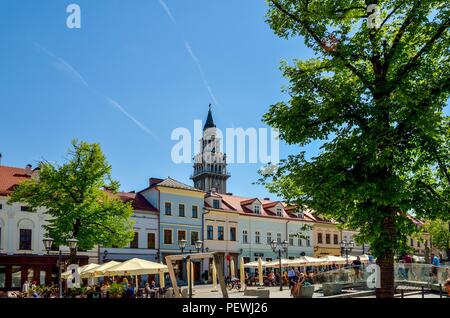 BIELSKO-BIALA, Polen - 13. MAI 2018: die Schönen historischen Markt in Bielsko-Biala, Polen. Stockfoto