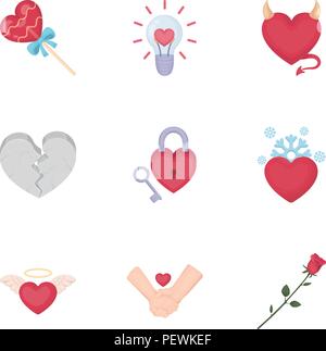 Romantisches Set Symbole im Comic-stil. Große Sammlung von romantischen Vektor Symbol lieferbar Stock Vektor