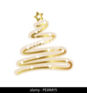 Goldenen Weihnachtsbaum weiße Sterne Vektor-illustration EPS 10. Stock Vektor