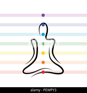 Meditation chakra Punkte zeichnen Person Vektor-illustration EPS 10. Stock Vektor