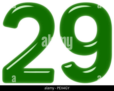 Ziffer 29, neunundzwanzig, isoliert auf weißem Hintergrund, 3d render Stockfoto