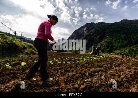 Ländliche Dorf Hui (Li) bei Liang Shan Zhou, Sichuan, China. Stockfoto