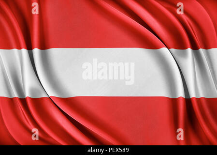 Österreich Flagge. Flagge mit einem glänzende Seide Textur. Stockfoto