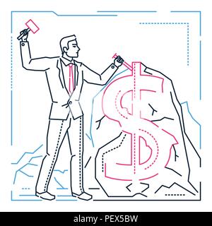 Unternehmer Geld verdienen design Stil Abbildung Stock Vektor