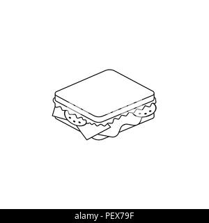 Sandwich Symbol Leitung. Vector Illustration schwarz auf weißem Hintergrund Stock Vektor