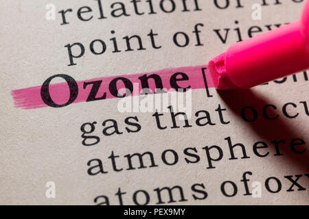 Fake Wörterbuch, Wörterbuch Definition des Wortes Ozon. Einschließlich der wichtigsten beschreibende Wörter. Stockfoto