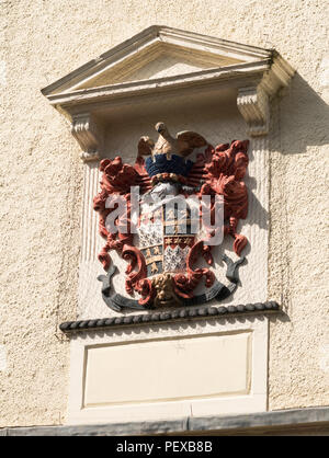 Wappen der Estcourt Familie Dursley Market House, Gloucestershire, England, Großbritannien Stockfoto