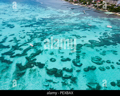 Ein Luftbild von Isla Mujeres in Cancun, Mexiko Stockfoto