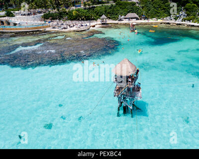 Ein Luftbild von Isla Mujeres in Cancun, Mexiko Stockfoto