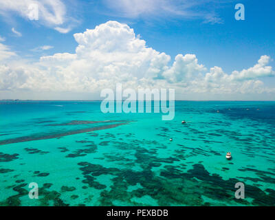 Ein Luftbild von Isla Mujeres in Cancun, Mexiko Stockfoto