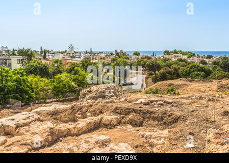 Fragment der Ausgrabungen im archäologischen Park von Paphos, Zypern. Stockfoto