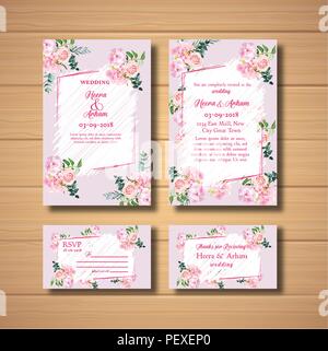 Hochzeit Einladungen Karten und Vorlage Stock Vektor