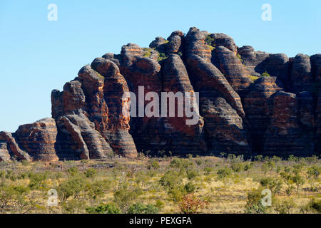 Sandstein Felsformationen, Purnululu National Park, Kimberley, Nordwesten Australien Stockfoto