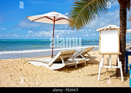 Strand in Brasilien, Bahia, Trancoso Porto Seguro. Stockfoto