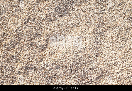 Oberfläche aus feinem Kies in natürlichen Beige Farbe. Natur pebble Hintergrund Stockfoto