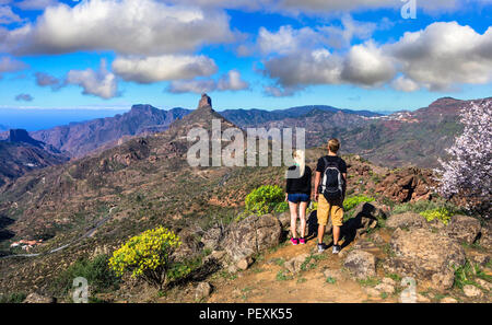 Beeindruckende Vulkanlandschaft, Roque de Nublo, Gran Canaria, Spanien Stockfoto