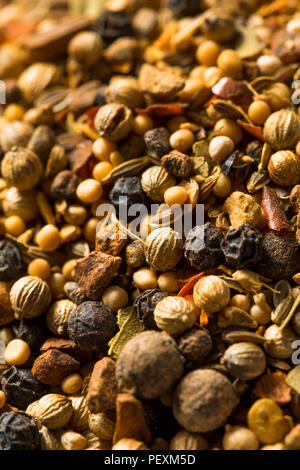 Trockene organische Beizen Gewürze in eine Schüssel geben. Stockfoto