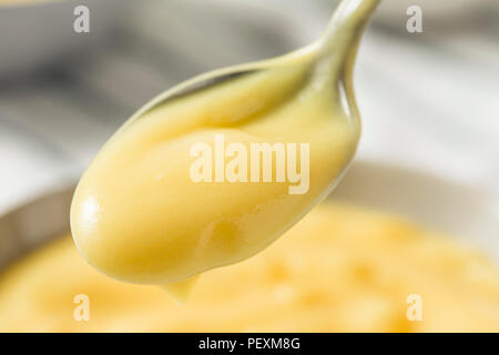 Hausgemachte Vanille Pudding Pudding in eine Schüssel geben. Stockfoto