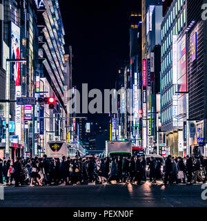 Masse der Menschen auf der Straße im Bezirk Ginza in Tokio, Japan Stockfoto