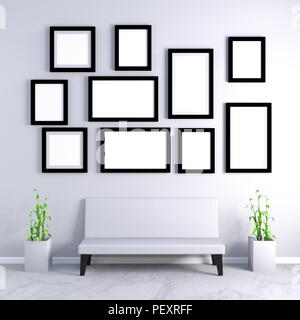 Leeren Bilderrahmen an der Wand mit Möbeln Stockfoto