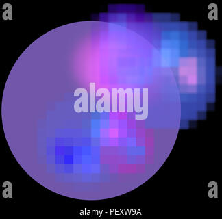 Abstrakte farbenfrohe blaue und violette Kugel auf schwarzen Hintergrund. Fantasy fraktale Struktur. Digitale Kunst 3D-Rendering. Computer genenerated Bild Stockfoto