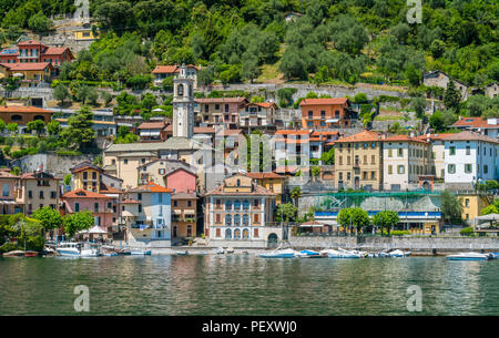 Malerische Anblick in Sala Comacina, Dorf am Comer See, Lombardei, Italien. Stockfoto