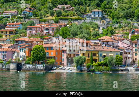 Malerische Anblick in Sala Comacina, Dorf am Comer See, Lombardei, Italien. Stockfoto