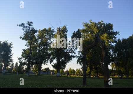 Teius Park in Karansebesch bei Sonnenuntergang Stockfoto