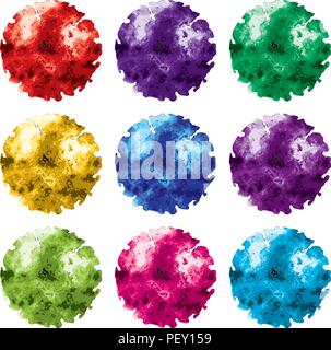 Vektor einrichten von Aquarell Hintergründe. Abstrakte Spritzer von Aquarellfarbe Texturen. Sammlung von bunten Wasser Farbe design Illustrationen. grunge Stock Vektor