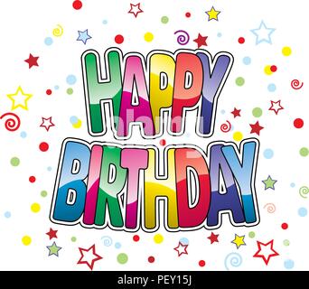 Vektor happy birthday Grußkarte. Bunte banner Text auf weißem Hintergrund. Urlaub design Stock Vektor