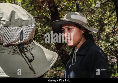 Sobreros para el Sol patrocinados por Columbia, Ropa de Campo. Actividad de Campo, Ropa de Campo, sombrero de Campo, Sombrero para el Sol, sombrero Kolumbien. Mujeres usando Sombrero, Ropa laboral y complementos destinados al Campo, montañismo y senderismo, Jagd Kleidung. Sunbags durch Kolumbien, Feld Kleidung gefördert. Feld, Feld, Feld Hut Kleidung, Sonnenhut, Columbia hat. Frauen einen Hut tragen, Arbeitskleidung und Zubehör für das Feld, Bergsteigen und Wandern, Jagd Kleidung Expedición Entdeckung Madrense de GreaterGood ORG que recaba datos que Syrvaine como Información de siehe Stockfoto