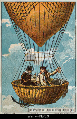 JOSEPH GAY-Lussac (1778-1850), französischer Chemiker und Physiker an in einem Ballon aufstieg 1804 mit Jean-Baptiste Biot links Stockfoto