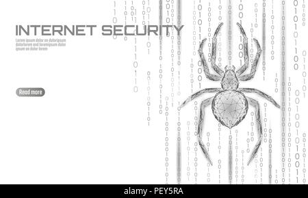 Low Poly spider Hackerangriff Gefahr. Web Security virus Daten Sicherheit antivirus Konzept. Polygonale modernes design Business Konzept. Internetkriminalität web Insekten Käfer Technologie Vector Illustration Stock Vektor