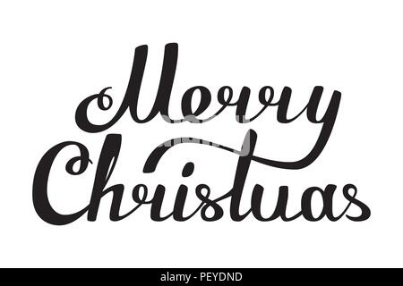 Frohe Weihnachten hand made Beschriftung schwarz weiß. Vector Illustration. Stock Vektor