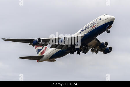 British Airways Boeing 747 Abflug Flughafen London Heathrow Stockfoto