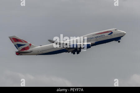 British Airways Boeing 747 Abflug Flughafen London Heathrow Stockfoto