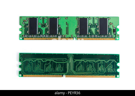 RAM-Stick von Computer (random access memory) isoliert auf Weiss. mit Freistellungspfad Stockfoto