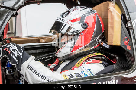 Silverstone, Großbritannien. 18 Aug, 2018. FIA World Endurance Championship; Stephane Richelmi (MCO) Der oreca 07 Gibson LMP2-Rennwagen aus Jackie Chan DC-Racing Team (CHN) im Auto im Freien Training 3 der 3. Runde der FIA World Endurance Championship sitzt in Silverstone Credit: Aktion plus Sport/Alamy leben Nachrichten Stockfoto