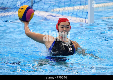 Jakarta, Indonesien. Credit: MATSUO. 17 Aug, 2018. Minami Shioya (JPN) Wasserball: Frauen Vorrunde Match zwischen Japan 8-12 China im Gelora Bung Karno Aquatic Center während der 2018 Jakarta Palembang Asian Games in Jakarta, Indonesien. Credit: MATSUO. K/LBA SPORT/Alamy leben Nachrichten Stockfoto