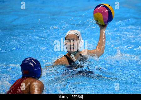 Jakarta, Indonesien. Credit: MATSUO. 17 Aug, 2018. Misaki Noro (JPN) Wasserball: Frauen Vorrunde Match zwischen Japan 8-12 China im Gelora Bung Karno Aquatic Center während der 2018 Jakarta Palembang Asian Games in Jakarta, Indonesien. Credit: MATSUO. K/LBA SPORT/Alamy leben Nachrichten Stockfoto