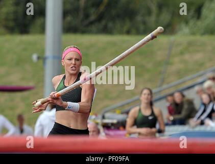 Birmingham, Großbritannien. 18. August 2018. Sandi Morris (USA) im Stabhochsprung der Frauen. Muller Grand Prix Birmingham. Diamond League. Alexander Stadium. Perry Bar. Birmingham. UK. 18.08.2018. Credit: Sport in Bildern/Alamy leben Nachrichten Stockfoto