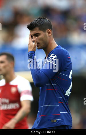 London, Großbritannien. 18. August 2018. Alvaro Morata (C) an der Chelsea v Arsenal englische Premier League Spiel, an der Stamford Bridge, London, am 18. August 2018. ** Dieses BILD IST FÜR DIE REDAKTIONELLE VERWENDUNG ** Quelle: Paul Marriott/Alamy leben Nachrichten Stockfoto