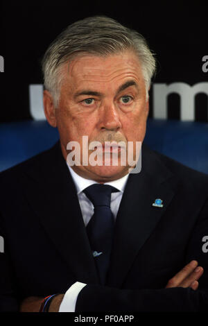 Rom, Italien. 18 Aug, 2018. 18.08.2018. Stadio Olimpico, Rom, Italien. SERIE A: Carlo Ancelotti während der italienischen Serie A Match zwischen S.S. Lazio VS NAPOLI im Stadio Olimpico in Rom. Credit: Unabhängige Fotoagentur/Alamy leben Nachrichten Stockfoto